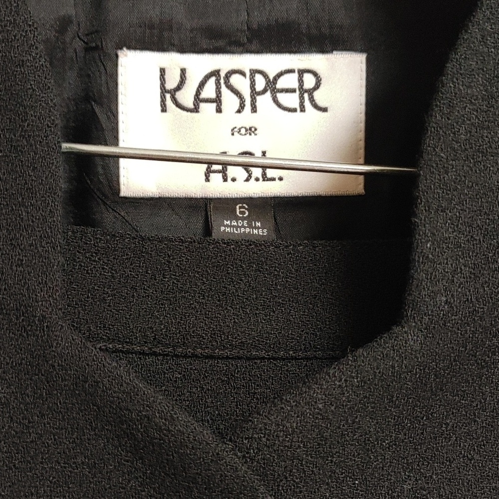 VTG Kasper Black Tailored Wool Crepe Suit - Picture 5 of 14